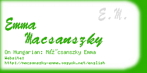 emma macsanszky business card